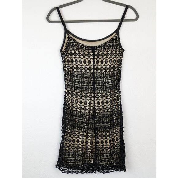 Ronen Chen Dress Lace Slip Designer Black 90s Y2K Sexy Nude Designer Size XS - Picture 5 of 14